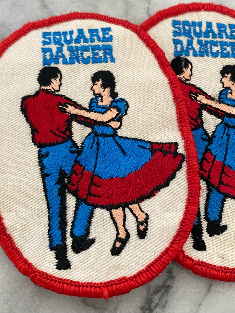 2 Vintage Square Dance Patches Embroidered